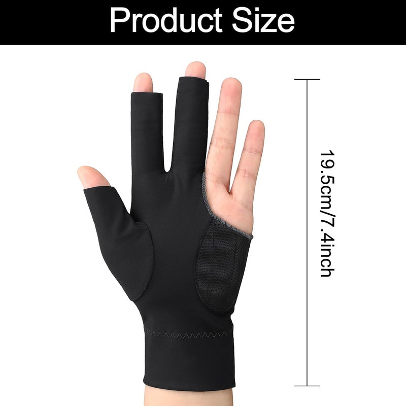 Civaner 8 Pcs 3 Fingers Pool Gloves Billiards Left Hand Cue Sport Show Gloves for Women Men Billiard Shooters Carom Sports Accessories - Image 2